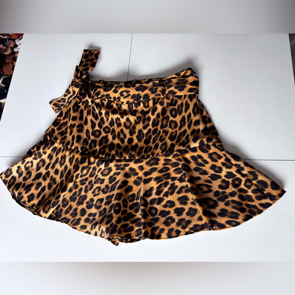 Zara Cheetah Print Skort With Tie Belt Included Size S